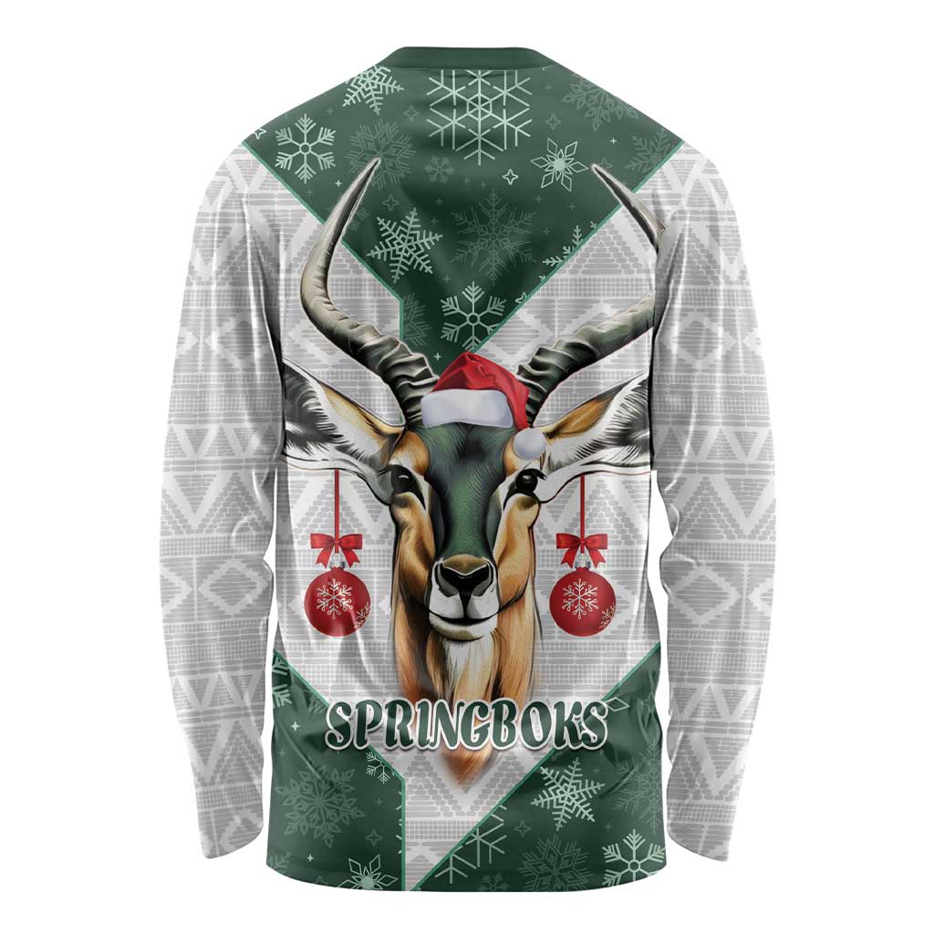 South Africa Springboks Christmas Long Sleeve Shirt Bokke Santa - Geseende Kersfees - Wonder Print Shop