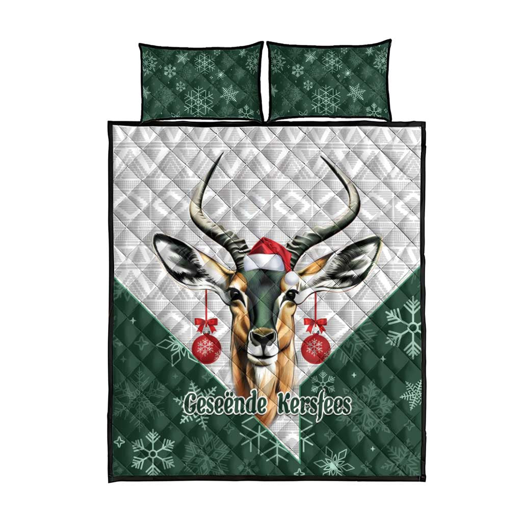 South Africa Springboks Christmas Quilt Bed Set Bokke Santa - Geseende Kersfees - Wonder Print Shop