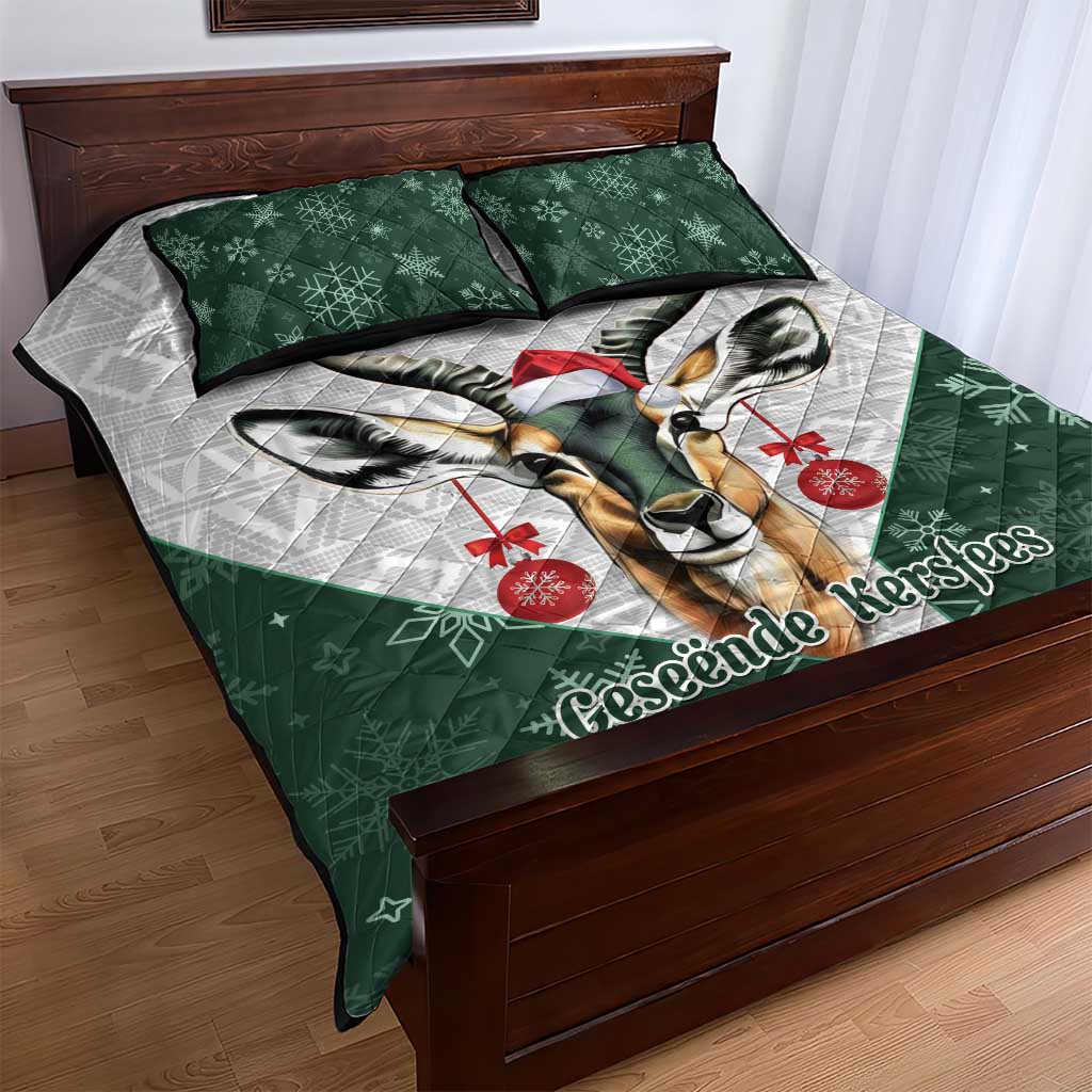 South Africa Springboks Christmas Quilt Bed Set Bokke Santa - Geseende Kersfees - Wonder Print Shop