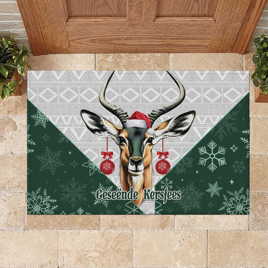 South Africa Springboks Christmas Rubber Doormat Bokke Santa - Geseende Kersfees - Wonder Print Shop