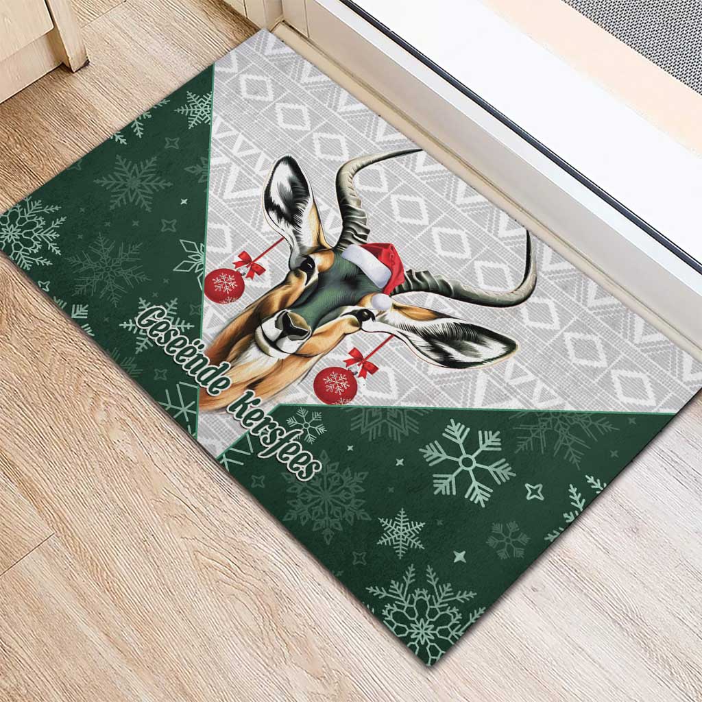 South Africa Springboks Christmas Rubber Doormat Bokke Santa - Geseende Kersfees - Wonder Print Shop