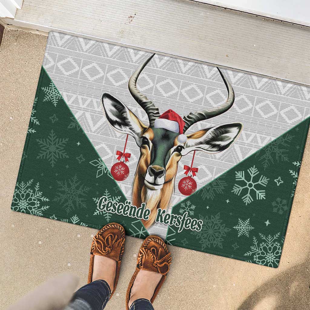South Africa Springboks Christmas Rubber Doormat Bokke Santa - Geseende Kersfees - Wonder Print Shop