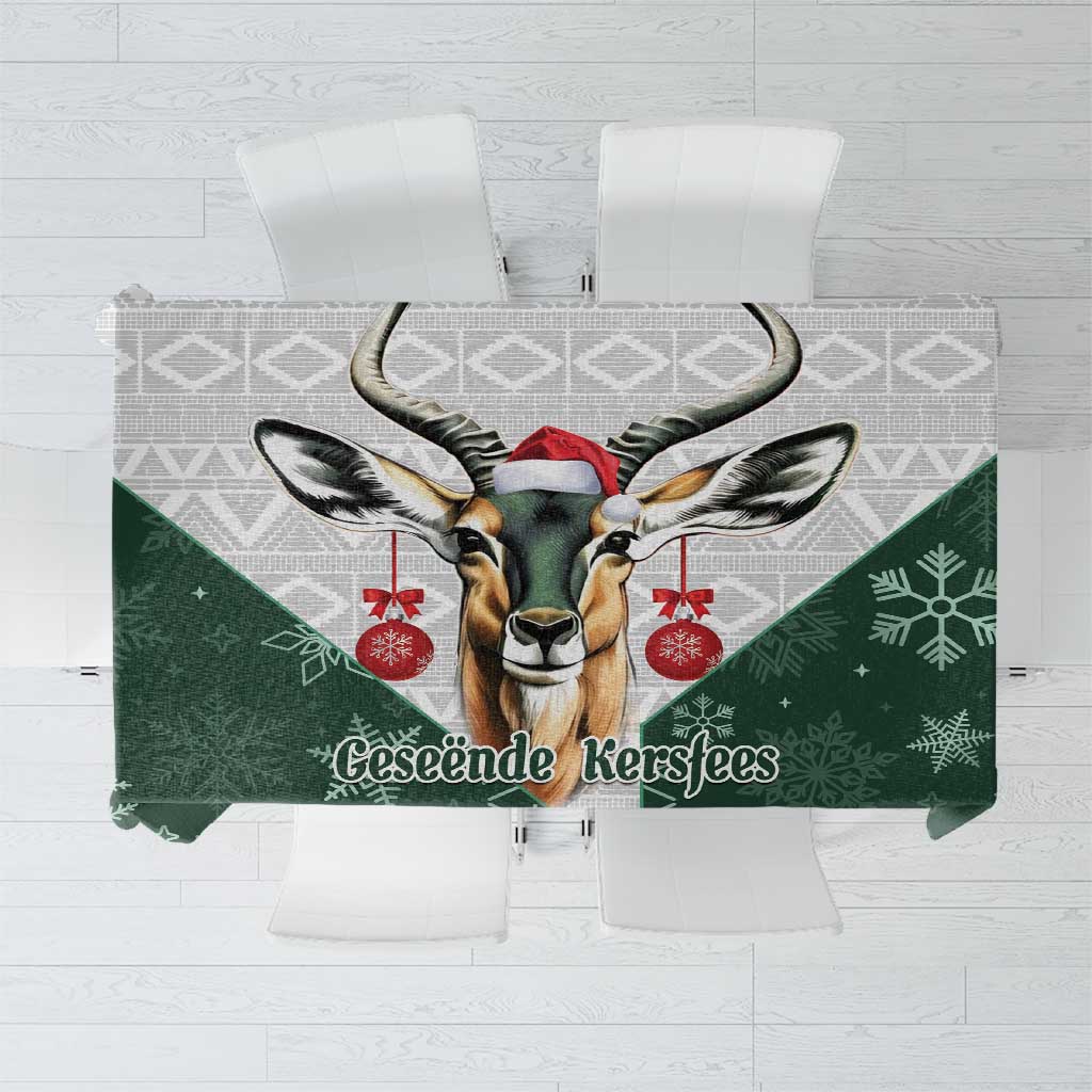 South Africa Springboks Christmas Tablecloth Bokke Santa - Geseende Kersfees - Wonder Print Shop