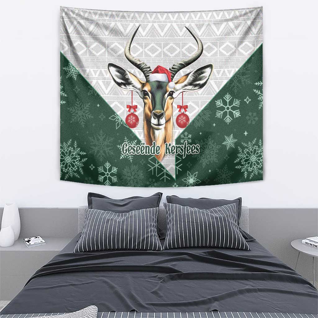 South Africa Springboks Christmas Tapestry Bokke Santa - Geseende Kersfees - Wonder Print Shop