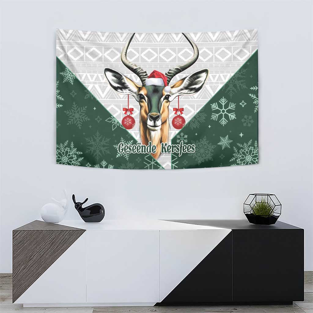 South Africa Springboks Christmas Tapestry Bokke Santa - Geseende Kersfees - Wonder Print Shop