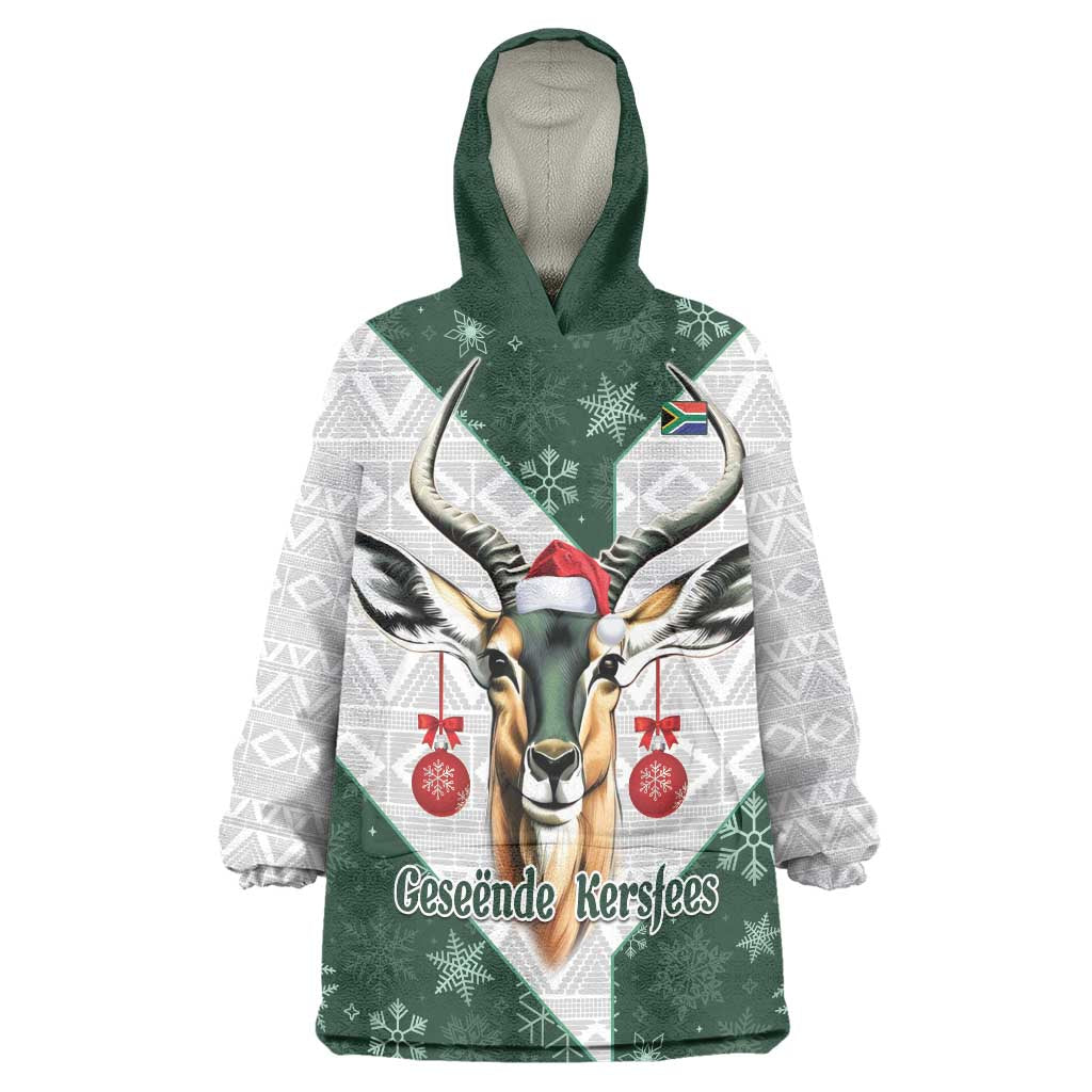 South Africa Springboks Christmas Wearable Blanket Hoodie Bokke Santa - Geseende Kersfees - Wonder Print Shop