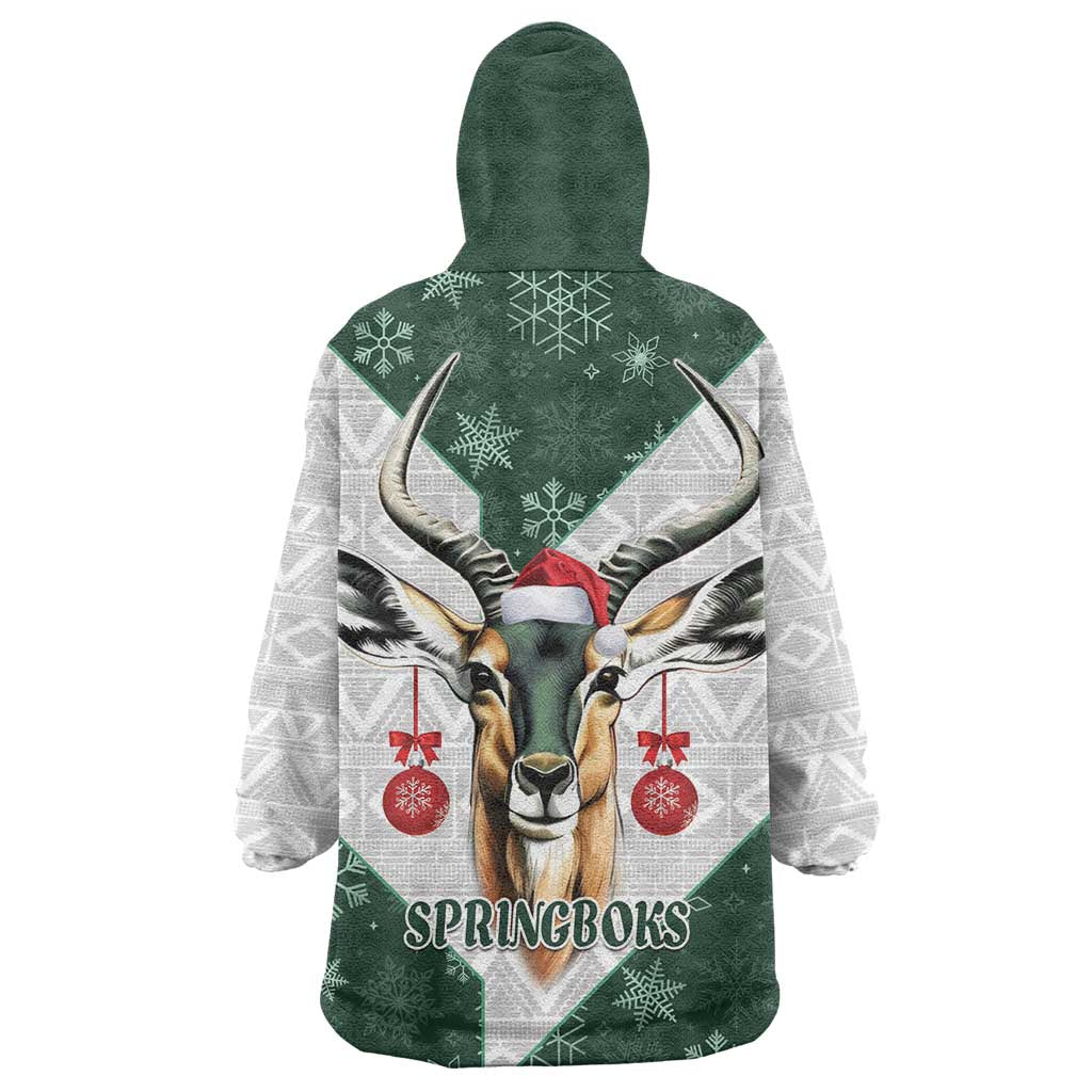 South Africa Springboks Christmas Wearable Blanket Hoodie Bokke Santa - Geseende Kersfees - Wonder Print Shop