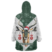 South Africa Springboks Christmas Wearable Blanket Hoodie Bokke Santa - Geseende Kersfees - Wonder Print Shop