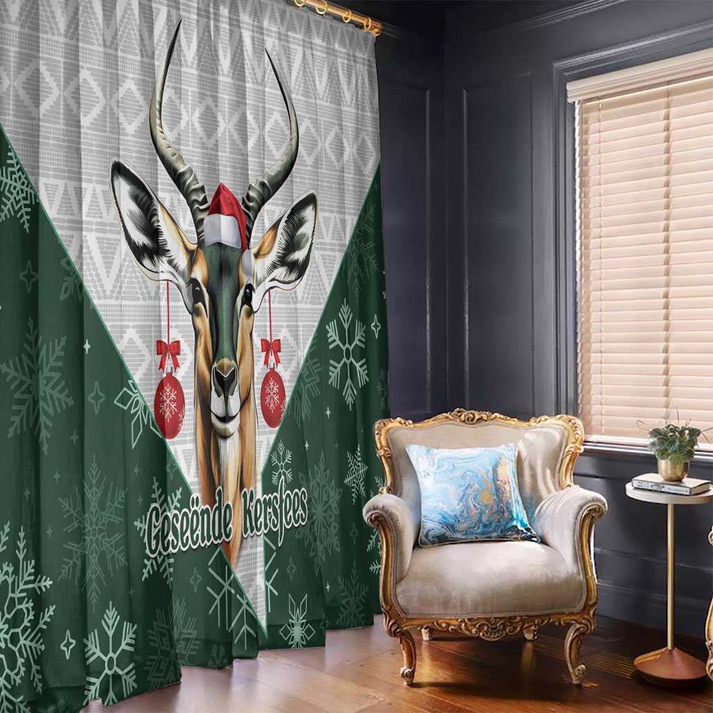 South Africa Springboks Christmas Window Curtain Bokke Santa - Geseende Kersfees - Wonder Print Shop
