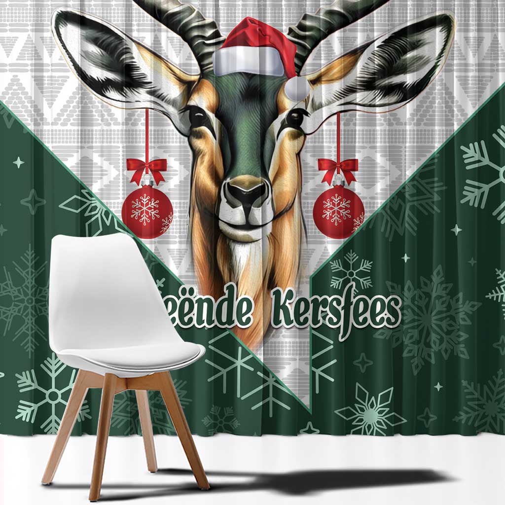 South Africa Springboks Christmas Window Curtain Bokke Santa - Geseende Kersfees - Wonder Print Shop