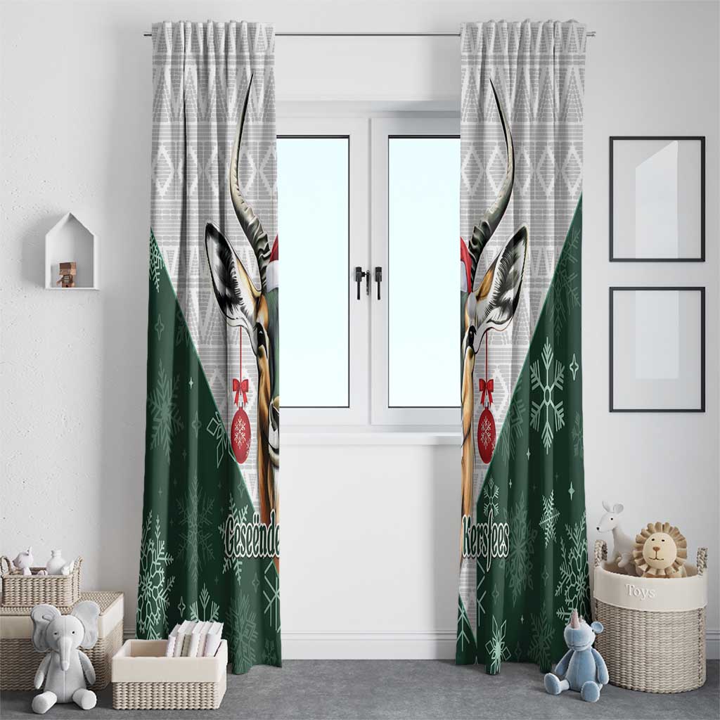South Africa Springboks Christmas Window Curtain Bokke Santa - Geseende Kersfees - Wonder Print Shop