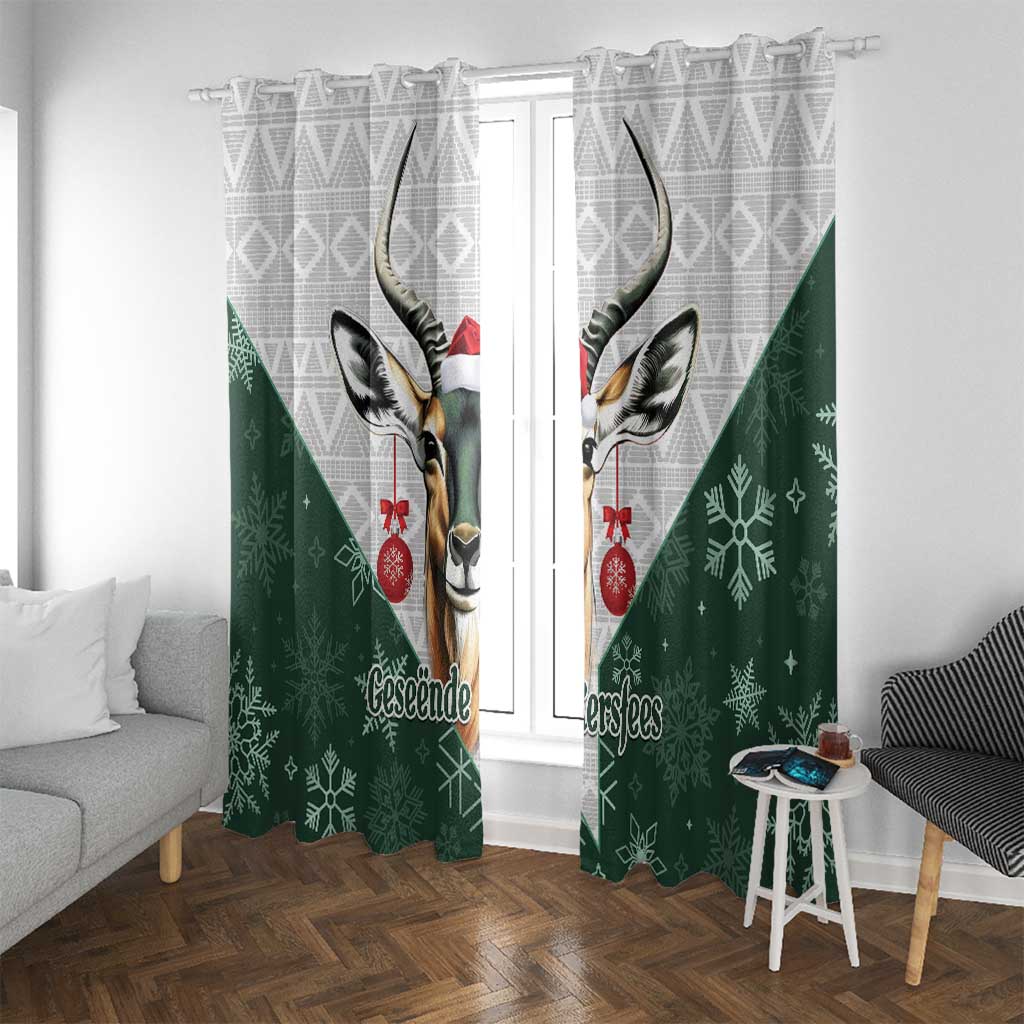 South Africa Springboks Christmas Window Curtain Bokke Santa - Geseende Kersfees - Wonder Print Shop