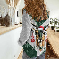 South Africa Springboks Christmas Women Casual Shirt Bokke Santa - Geseende Kersfees - Wonder Print Shop