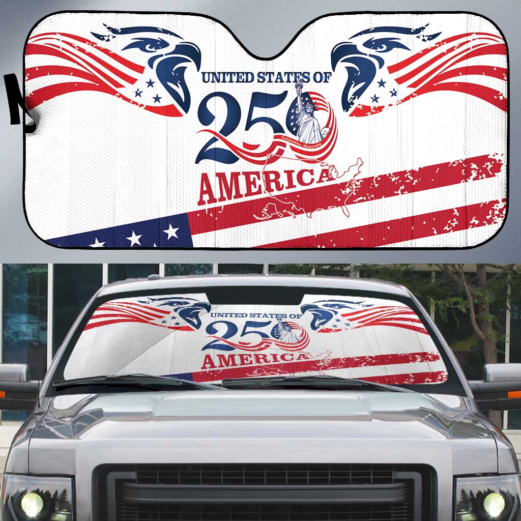 United States 250th Anniversary Auto Sun Shade USA 4th Of July Proud - Wonder Print Shop