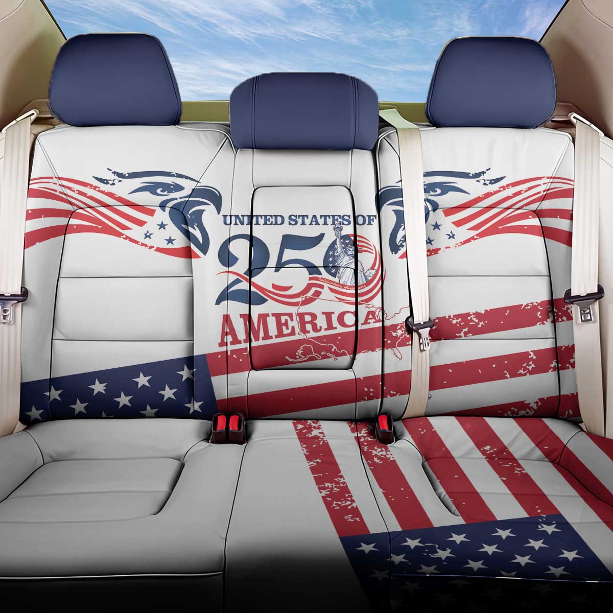 United States 250th Anniversary Back Car Seat Cover USA 4th Of July Proud - Wonder Print Shop