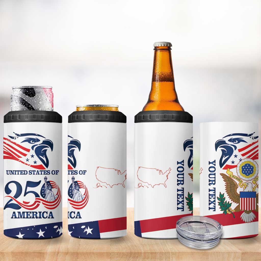 Personalized United States 250th Anniversary 4 in 1 Can Cooler Tumbler USA 4th Of July Proud - Wonder Print Shop