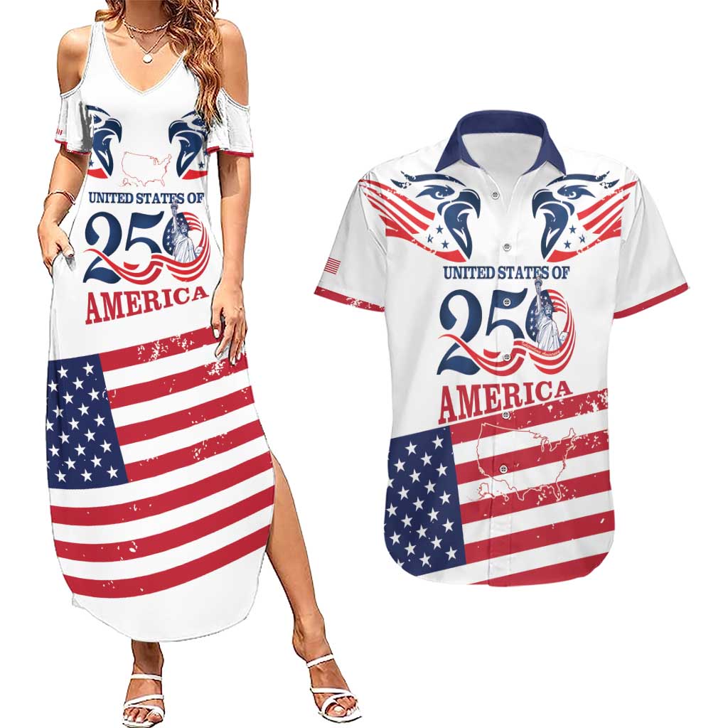 Personalized United States 250th Anniversary Couples Matching Summer Maxi Dress and Hawaiian Shirt USA 4th Of July Proud - Wonder Print Shop