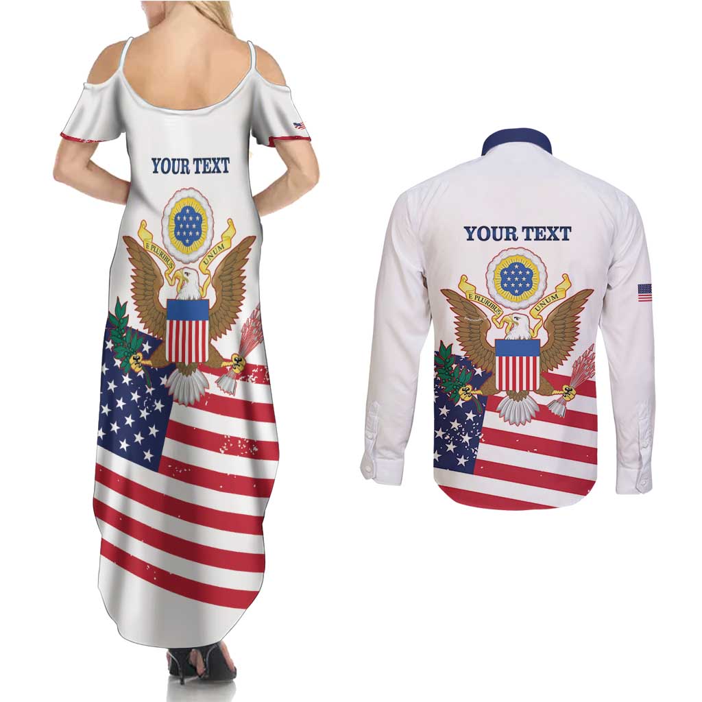 Personalized United States 250th Anniversary Couples Matching Summer Maxi Dress and Long Sleeve Button Shirt USA 4th Of July Proud - Wonder Print Shop