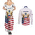 Personalized United States 250th Anniversary Couples Matching Summer Maxi Dress and Long Sleeve Button Shirt USA 4th Of July Proud - Wonder Print Shop
