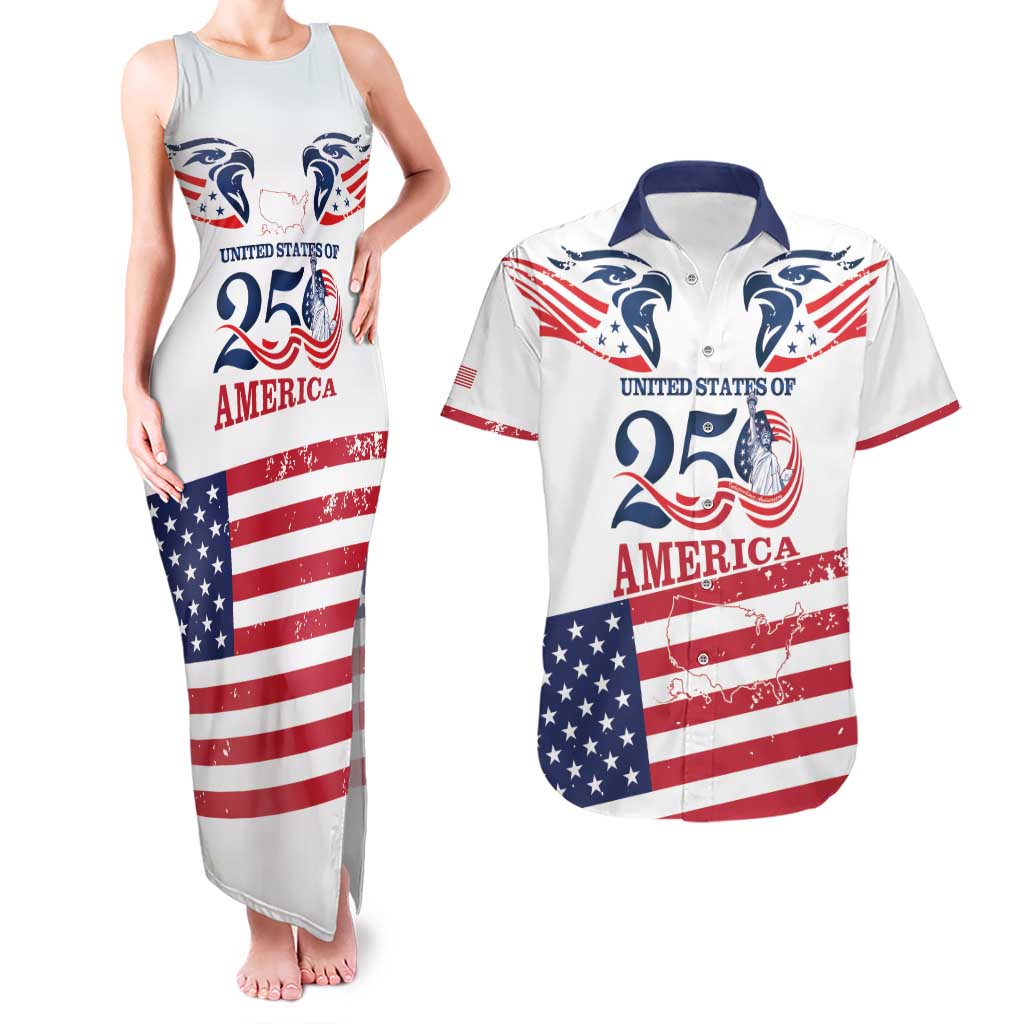Personalized United States 250th Anniversary Couples Matching Tank Maxi Dress and Hawaiian Shirt USA 4th Of July Proud - Wonder Print Shop