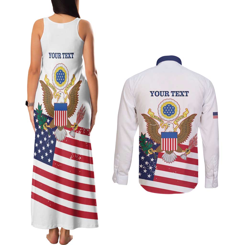 Personalized United States 250th Anniversary Couples Matching Tank Maxi Dress and Long Sleeve Button Shirt USA 4th Of July Proud - Wonder Print Shop