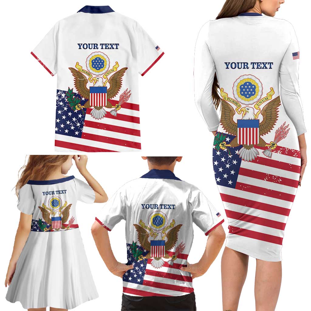 Personalized United States 250th Anniversary Family Matching Long Sleeve Bodycon Dress and Hawaiian Shirt USA 4th Of July Proud - Wonder Print Shop