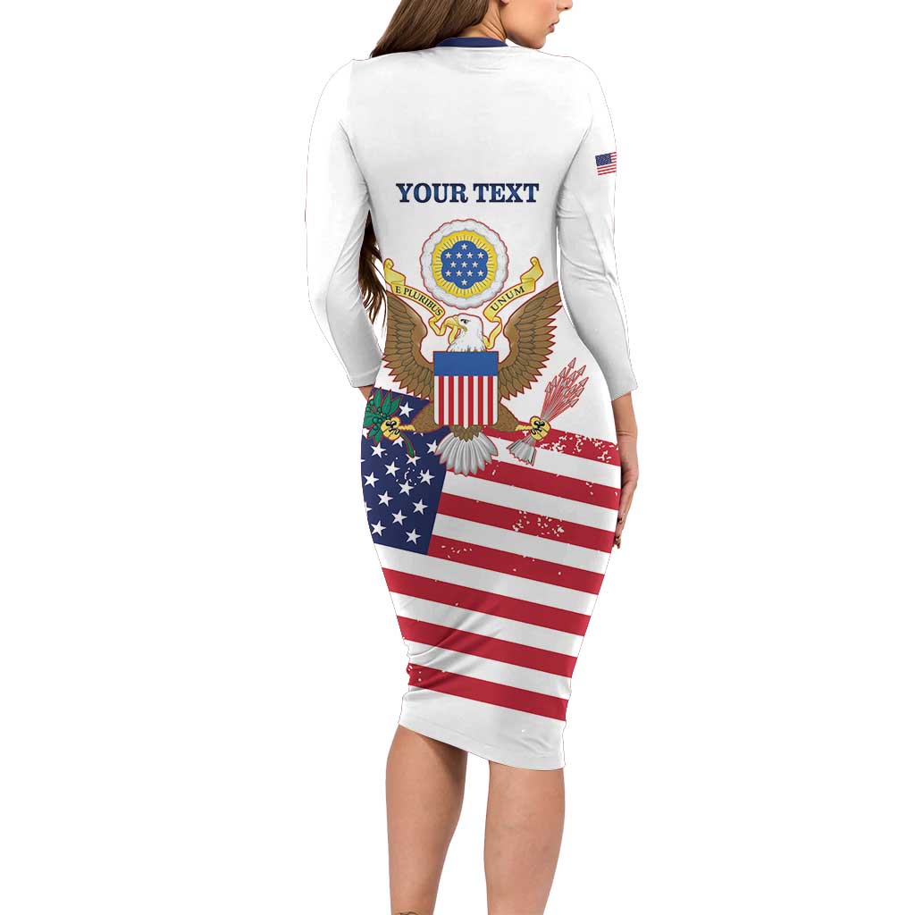 Personalized United States 250th Anniversary Family Matching Long Sleeve Bodycon Dress and Hawaiian Shirt USA 4th Of July Proud - Wonder Print Shop