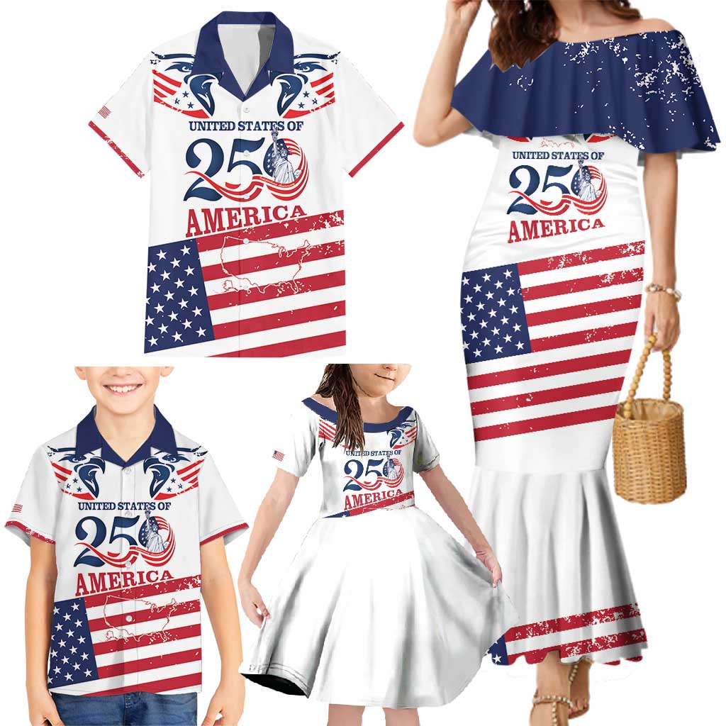 Personalized United States 250th Anniversary Family Matching Mermaid Dress and Hawaiian Shirt USA 4th Of July Proud - Wonder Print Shop