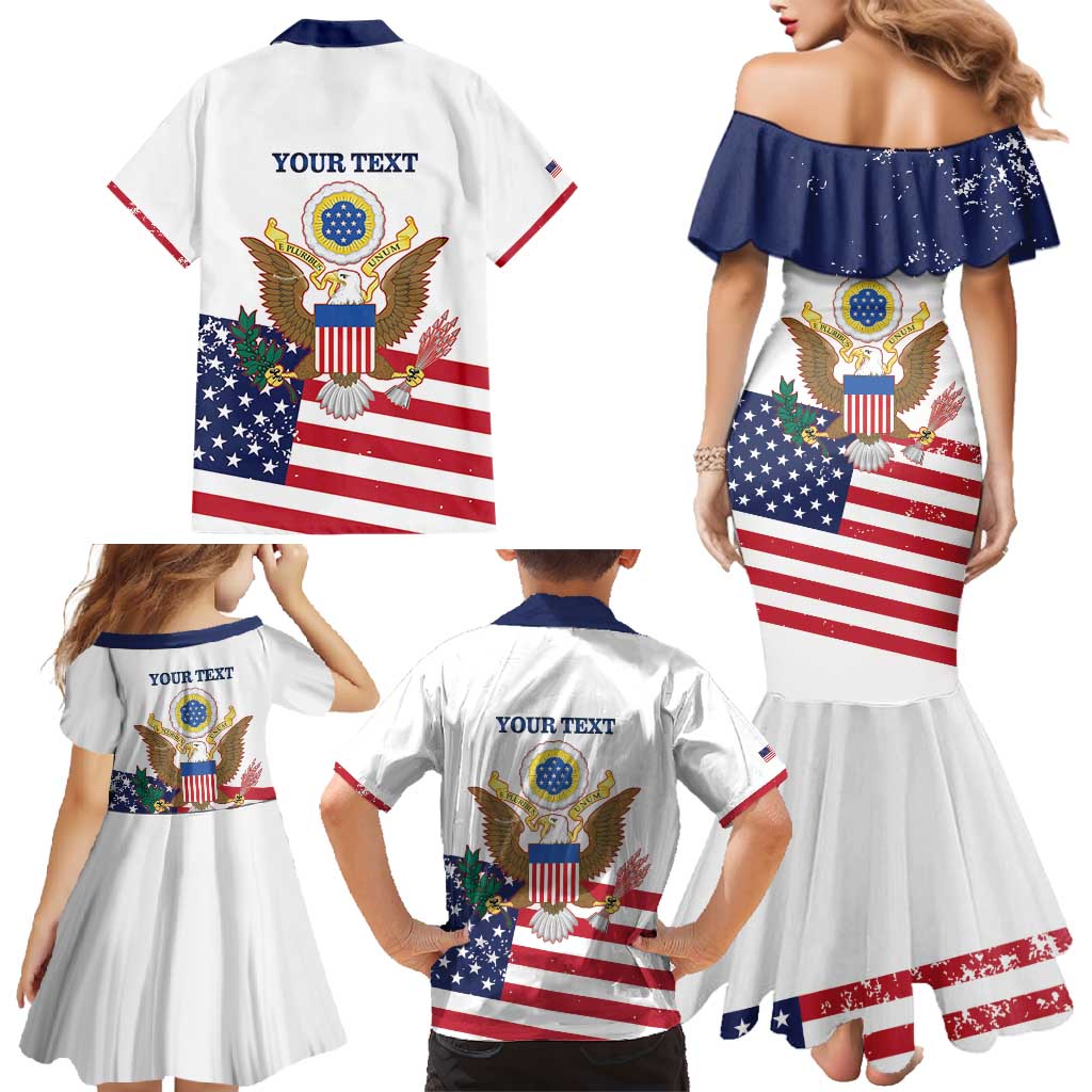 Personalized United States 250th Anniversary Family Matching Mermaid Dress and Hawaiian Shirt USA 4th Of July Proud - Wonder Print Shop