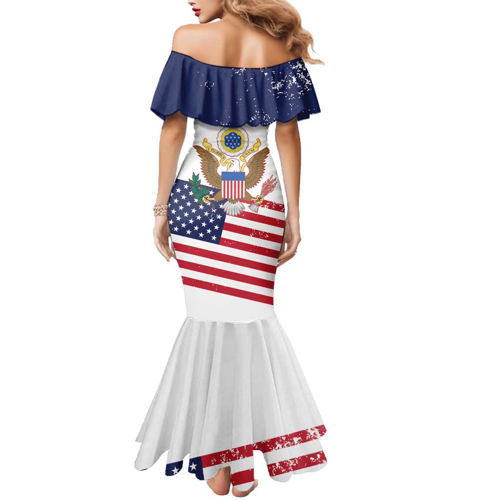 Personalized United States 250th Anniversary Family Matching Mermaid Dress and Hawaiian Shirt USA 4th Of July Proud - Wonder Print Shop