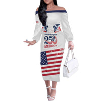 Personalized United States 250th Anniversary Family Matching Off The Shoulder Long Sleeve Dress and Hawaiian Shirt USA 4th Of July Proud - Wonder Print Shop