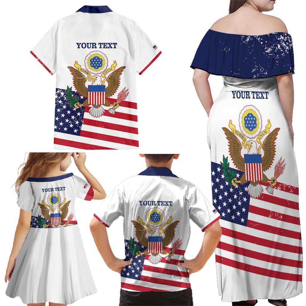Personalized United States 250th Anniversary Family Matching Off Shoulder Maxi Dress and Hawaiian Shirt USA 4th Of July Proud - Wonder Print Shop