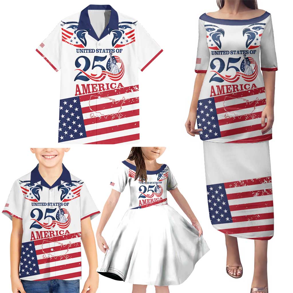 Personalized United States 250th Anniversary Family Matching Puletasi and Hawaiian Shirt USA 4th Of July Proud - Wonder Print Shop