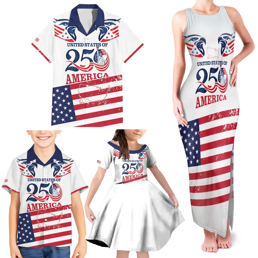 Personalized United States 250th Anniversary Family Matching Tank Maxi Dress and Hawaiian Shirt USA 4th Of July Proud - Wonder Print Shop