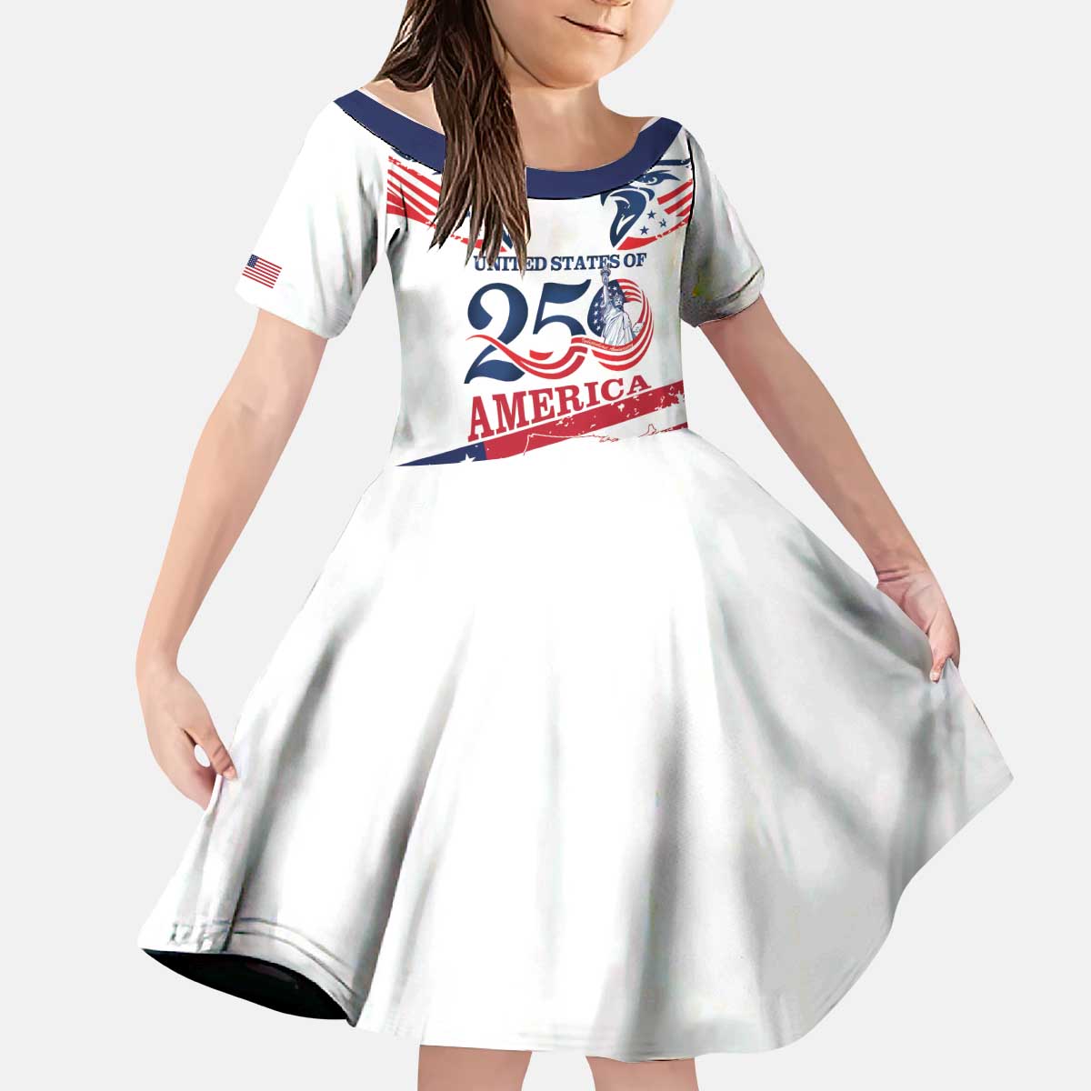 Personalized United States 250th Anniversary Kid Short Sleeve Dress USA 4th Of July Proud - Wonder Print Shop