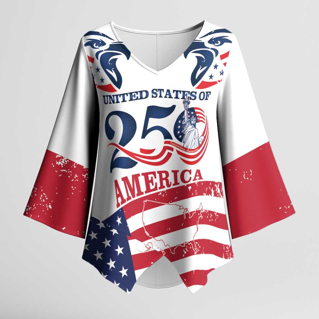 Personalized United States 250th Anniversary Kimono Sleeve Blouse USA 4th Of July Proud - Wonder Print Shop