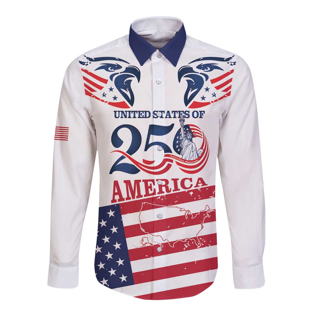 Personalized United States 250th Anniversary Long Sleeve Button Shirt USA 4th Of July Proud - Wonder Print Shop