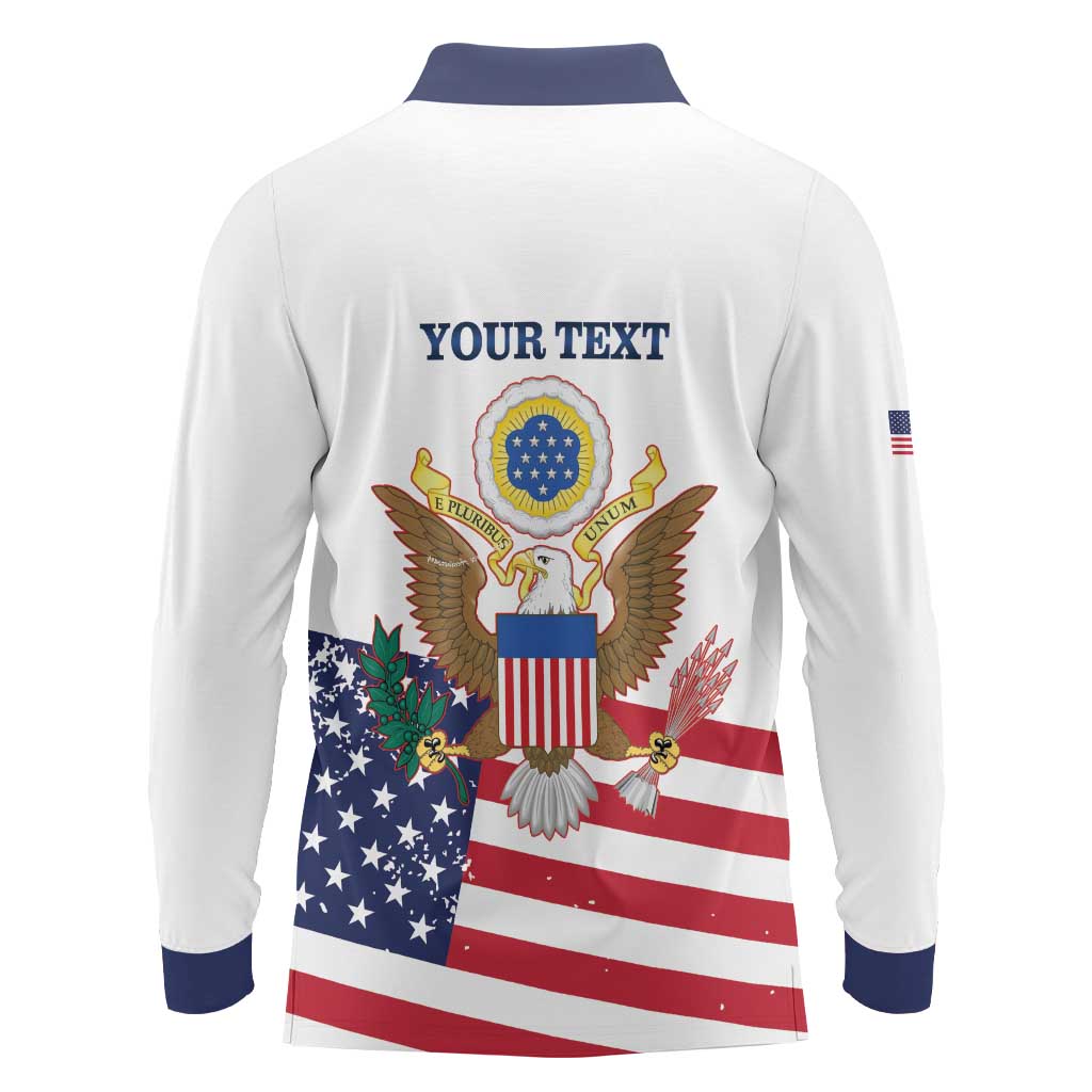 Personalized United States 250th Anniversary Long Sleeve Polo Shirt USA 4th Of July Proud - Wonder Print Shop