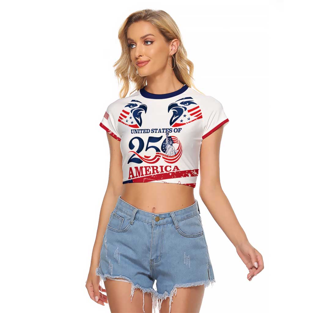 Personalized United States 250th Anniversary Raglan Cropped T Shirt USA 4th Of July Proud - Wonder Print Shop