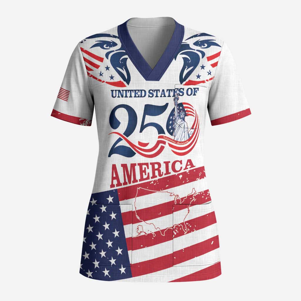 Personalized United States 250th Anniversary Scrub Top USA 4th Of July Proud - Wonder Print Shop