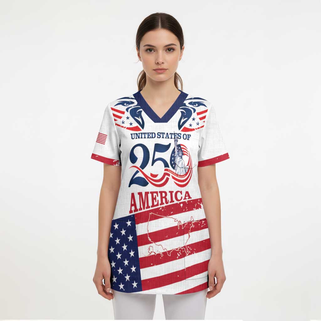 Personalized United States 250th Anniversary Scrub Top USA 4th Of July Proud - Wonder Print Shop