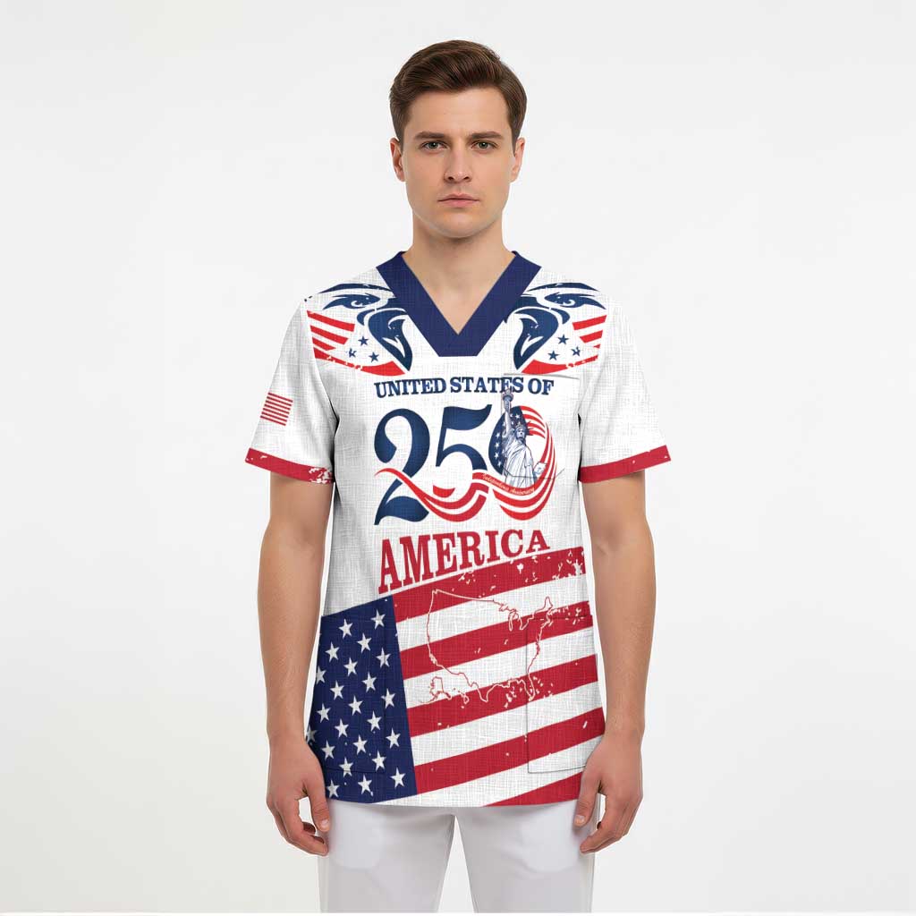 Personalized United States 250th Anniversary Scrub Top USA 4th Of July Proud - Wonder Print Shop