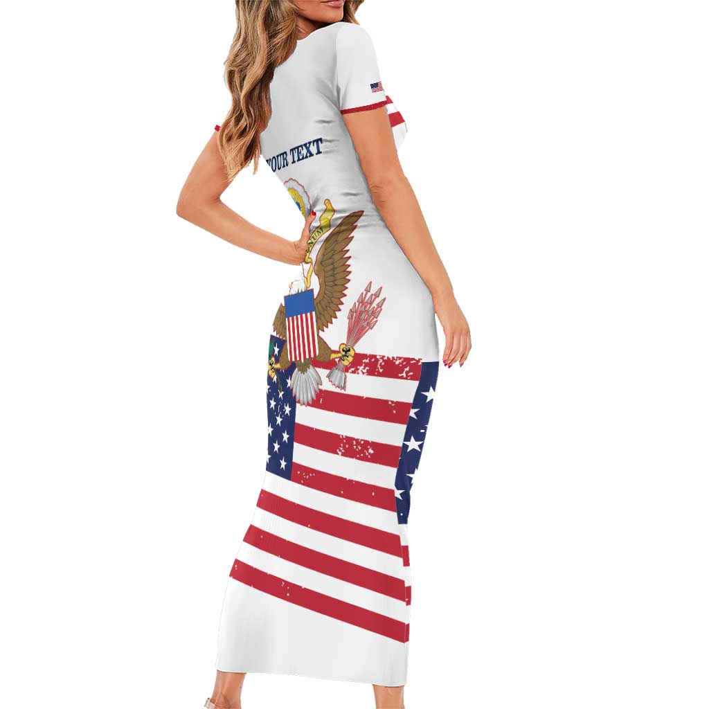 Personalized United States 250th Anniversary Short Sleeve Bodycon Dress USA 4th Of July Proud