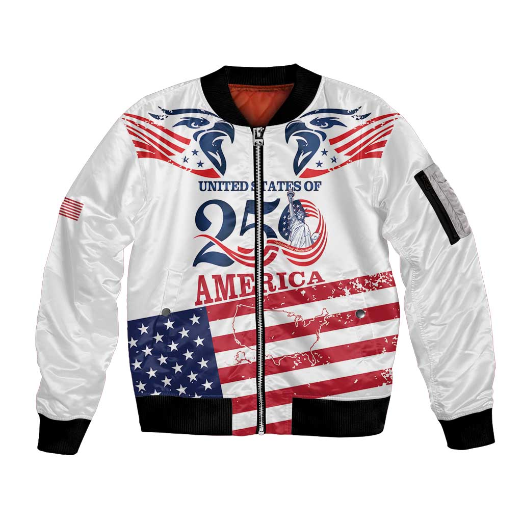 Personalized United States 250th Anniversary Sleeve Zip Bomber Jacket USA 4th Of July Proud - Wonder Print Shop