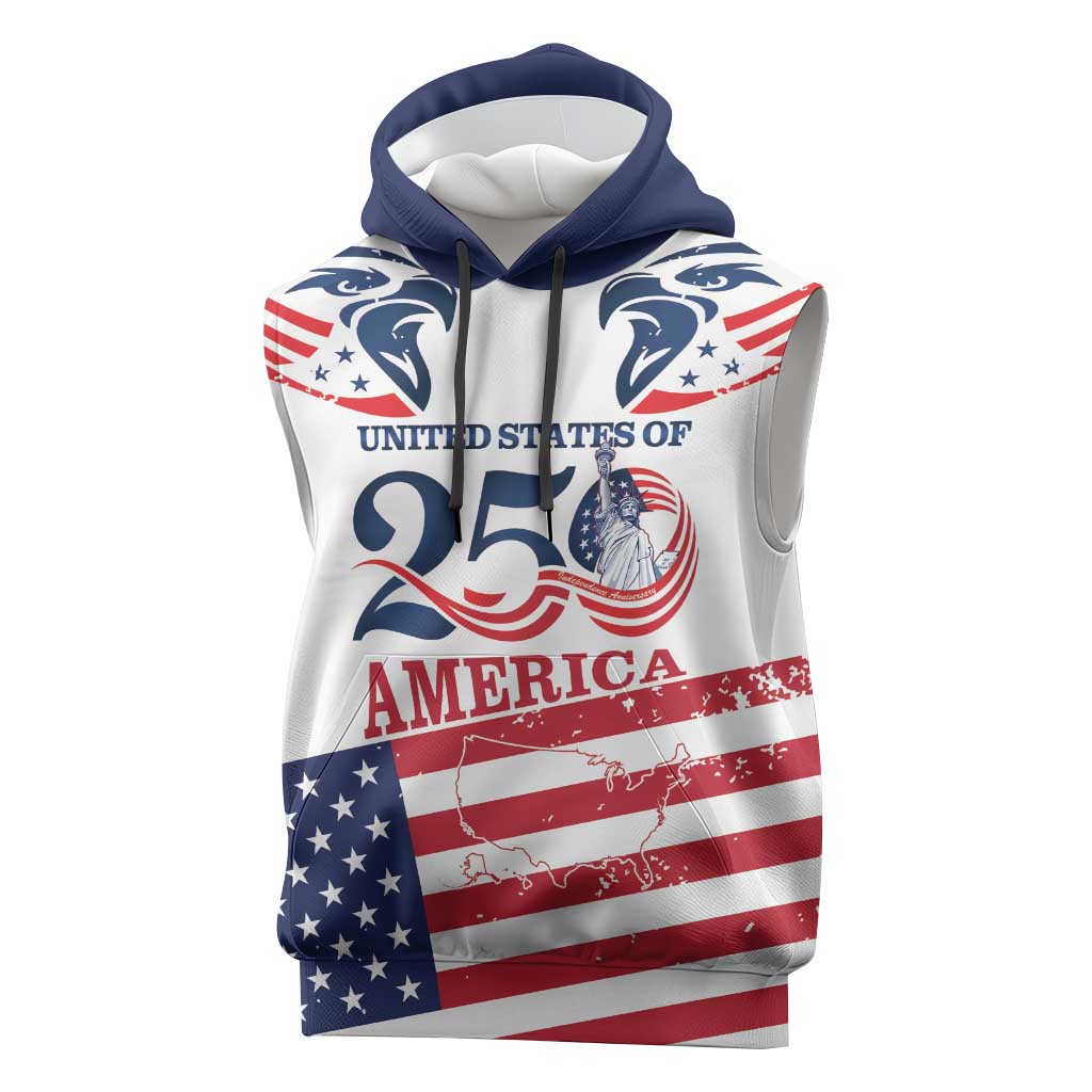 Personalized United States 250th Anniversary Sleeveless Hoodie USA 4th Of July Proud - Wonder Print Shop