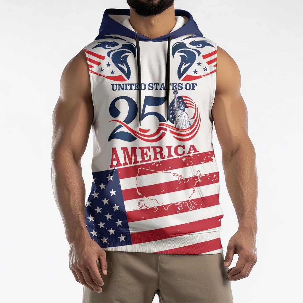 Personalized United States 250th Anniversary Sleeveless Hoodie USA 4th Of July Proud - Wonder Print Shop
