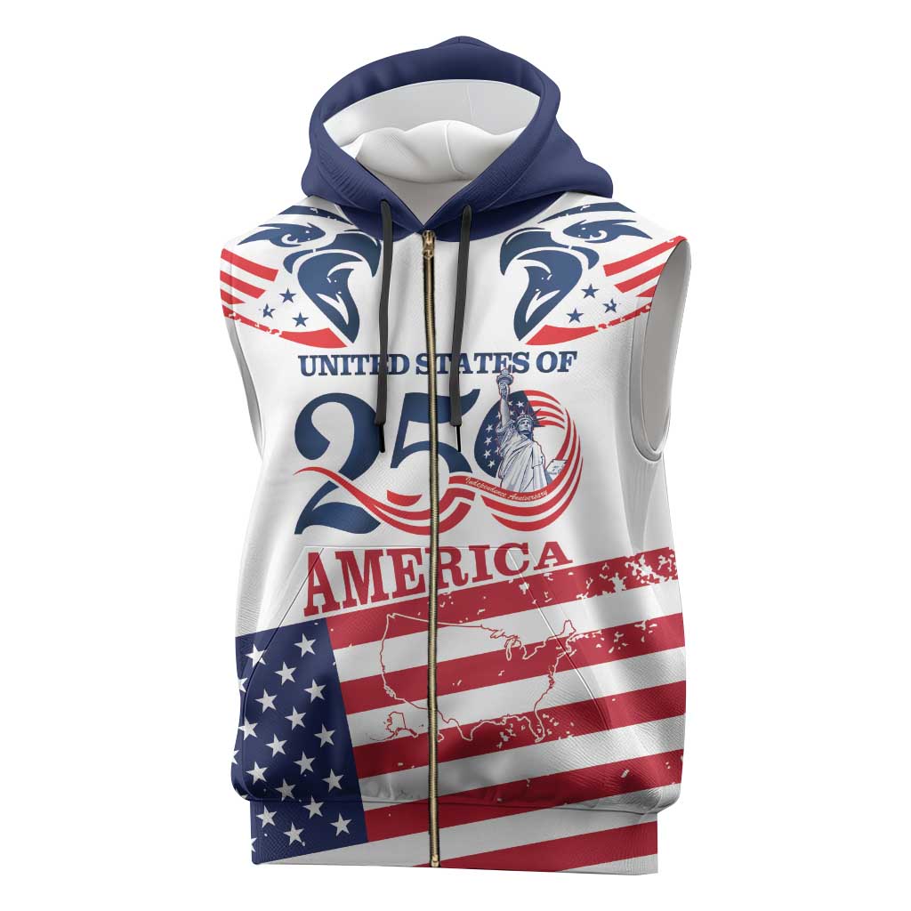 Personalized United States 250th Anniversary Sleeveless Zip Hoodie USA 4th Of July Proud - Wonder Print Shop
