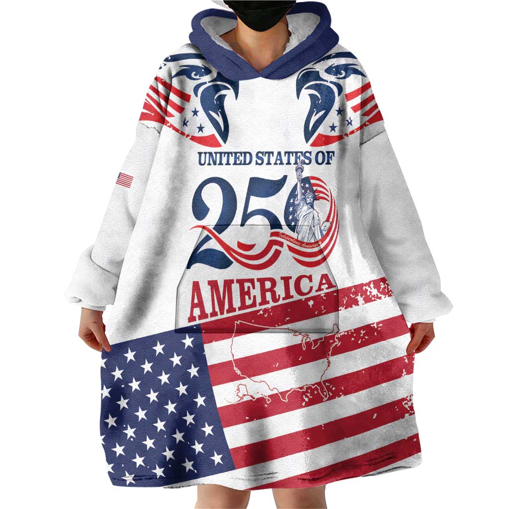 Personalized United States 250th Anniversary Wearable Blanket Hoodie USA 4th Of July Proud - Wonder Print Shop