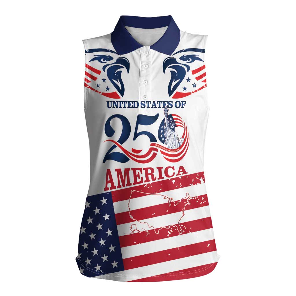 Personalized United States 250th Anniversary Women Sleeveless Polo Shirt USA 4th Of July Proud - Wonder Print Shop