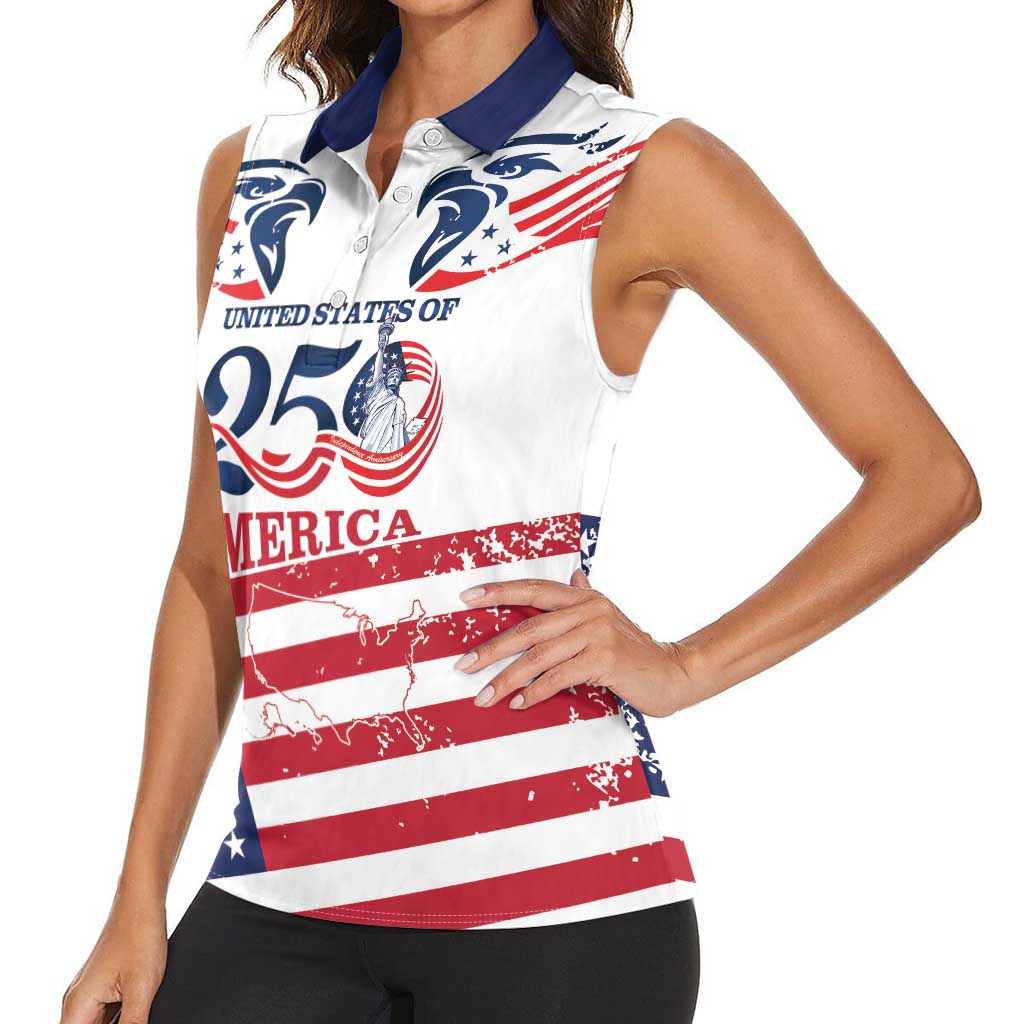 Personalized United States 250th Anniversary Women Sleeveless Polo Shirt USA 4th Of July Proud - Wonder Print Shop